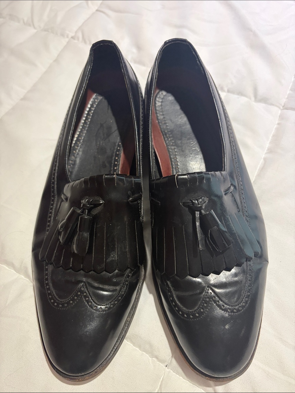 Florsheim Black Leather Tassel Kiltie Loafers